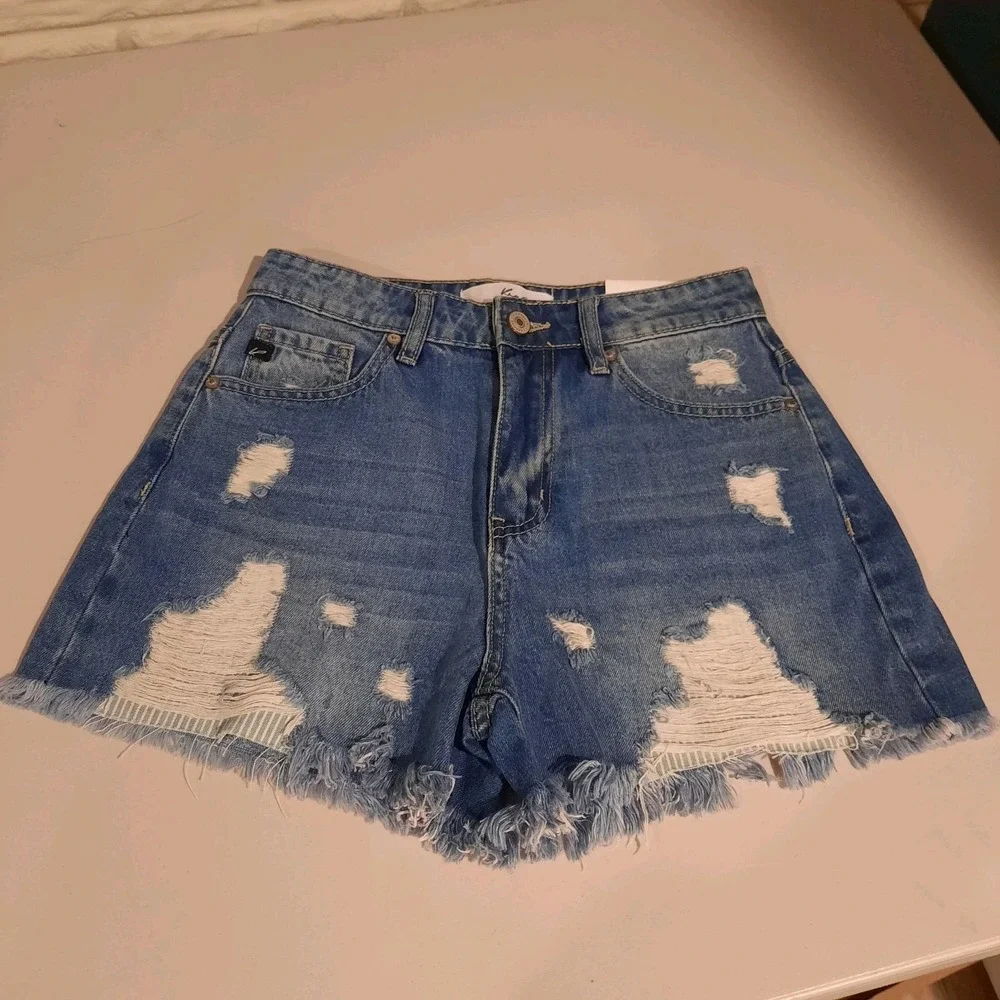 KanCan‎ Shorts Womens XS High Rise Denim Jean Cutoffs Distressed Raw Hem Boho